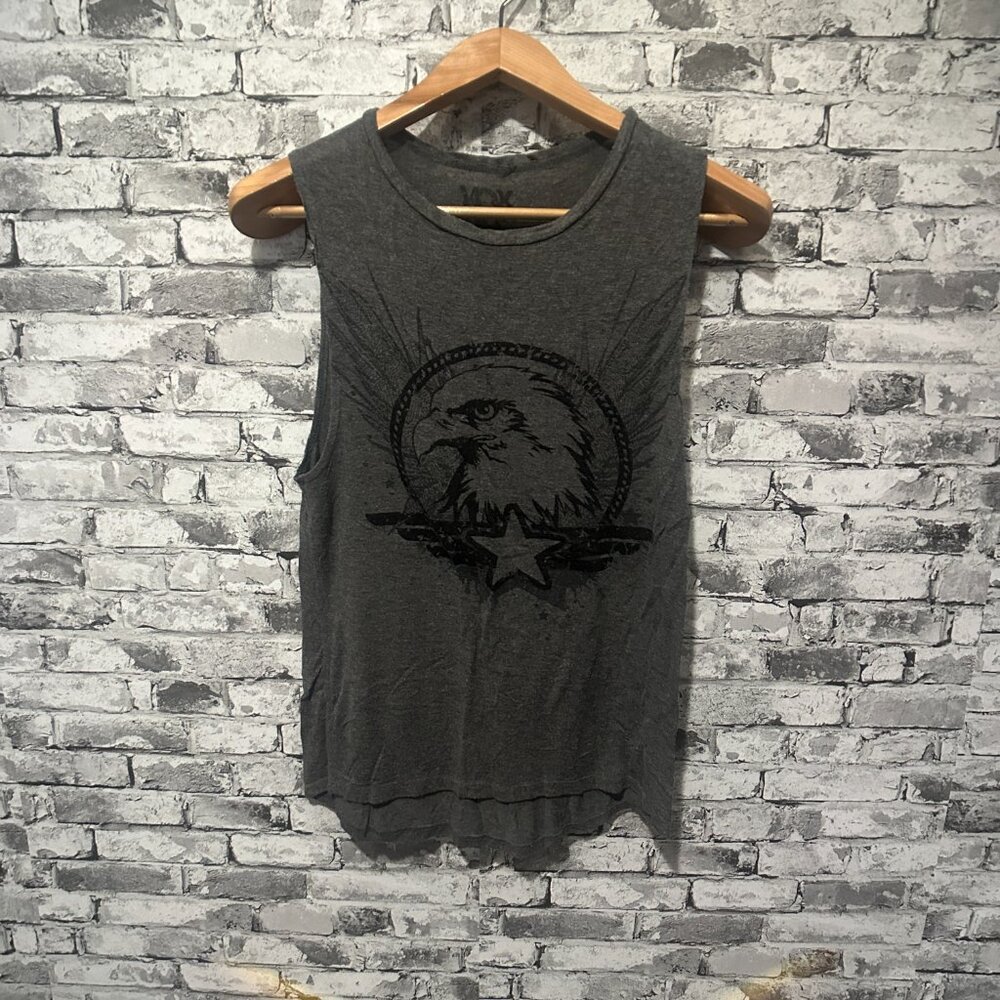 EUC Vox Populi Grey Bald Eagle Sleeveless Graphic Shirt Size Small
